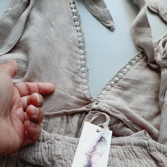 Jessica Simpson Flowy Embroidered Beige Medium Summer Dress NEW - Picture 3 of 14